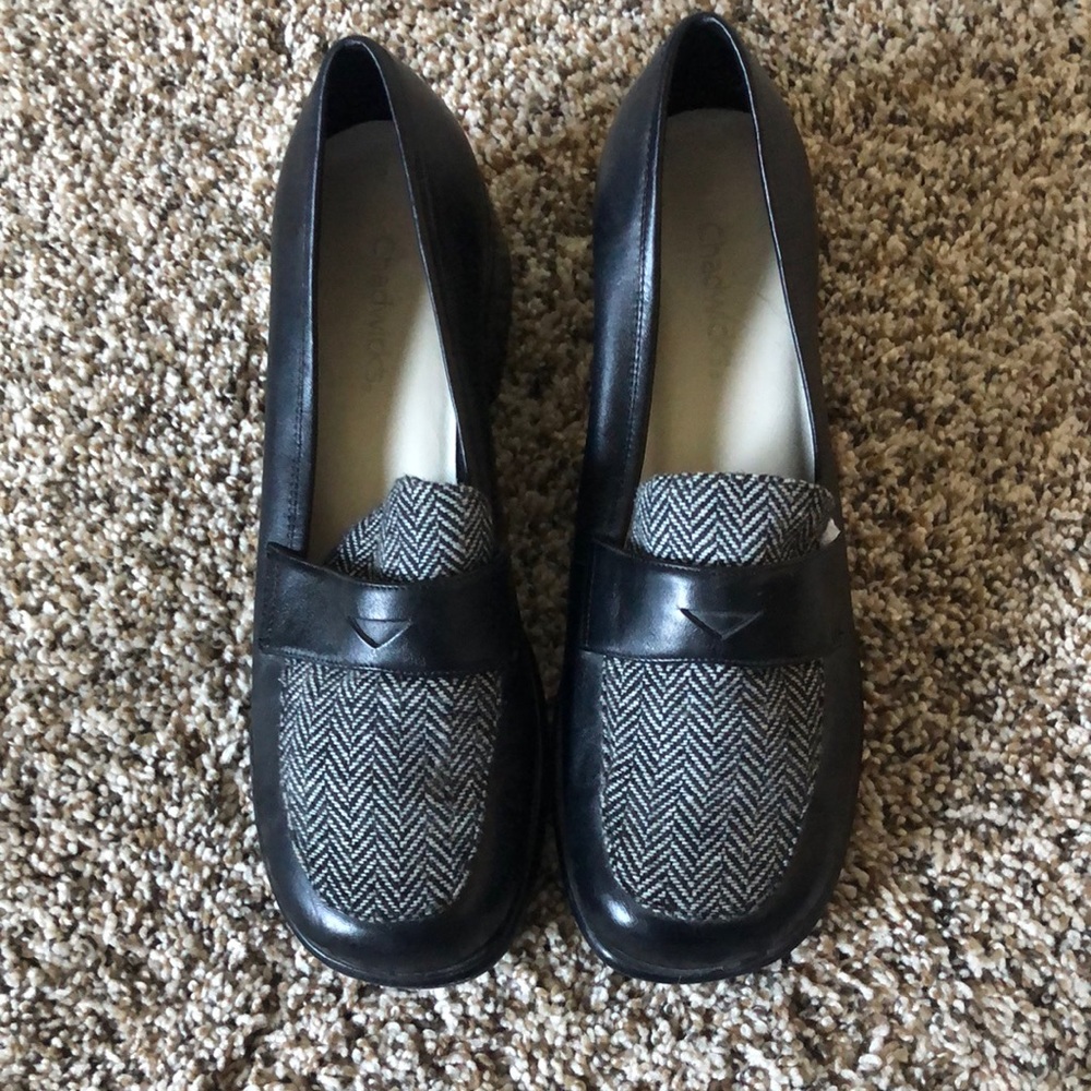 Women’s black and tweed loafers